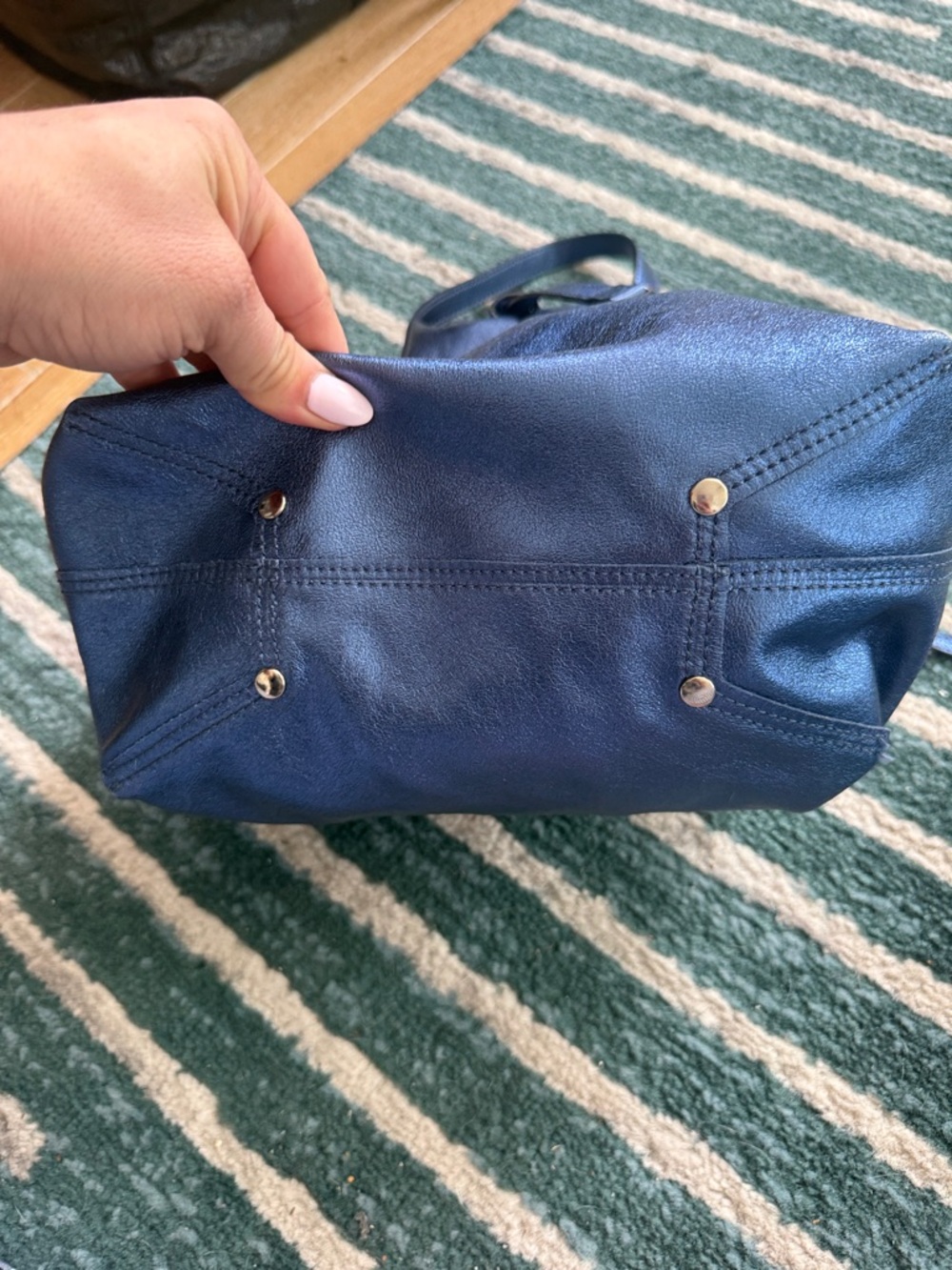 Tiffany & Co. Navy Blue Leather Tote with Wristlet - Picture 5 of 9